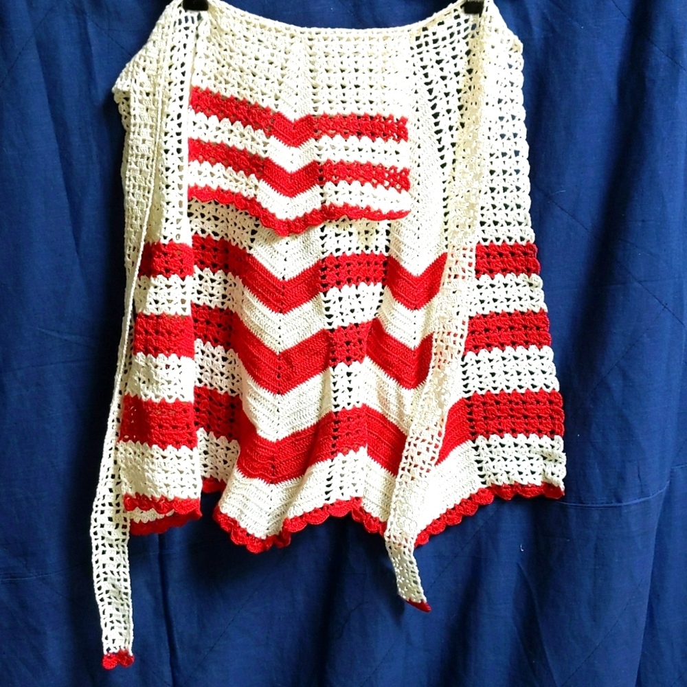 Handknit Candy cane Apron Skirt